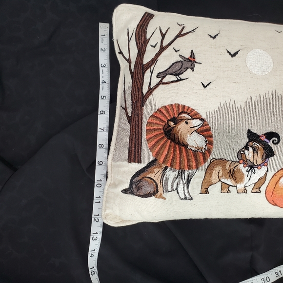 Pier 1 Halloween Decorative Lumbar Pillow Pumpkin Dogs Cat Bats Fall Autumn - Picture 10 of 10